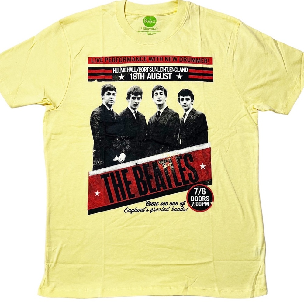 NWOT The Beatles Port Sunlight Short Sleeve Graphic T-Shirt Yellow Unisex Sz L